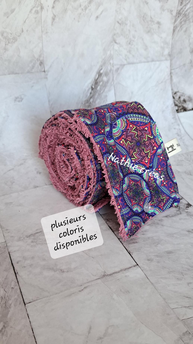 Papier toilette lavable 15 feuilles avec pressions rosace violet