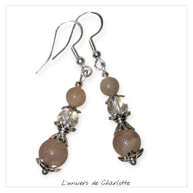 Boucles d&#039;oreilles &quot;Pierre de soleil&quot; BO-134