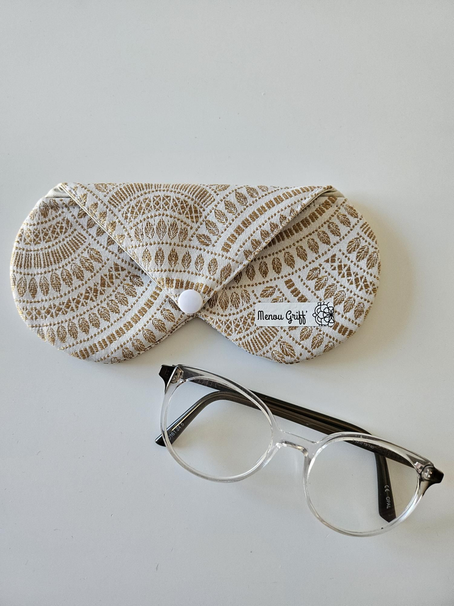 Étui à lunettes en tissu fait main - motif doré