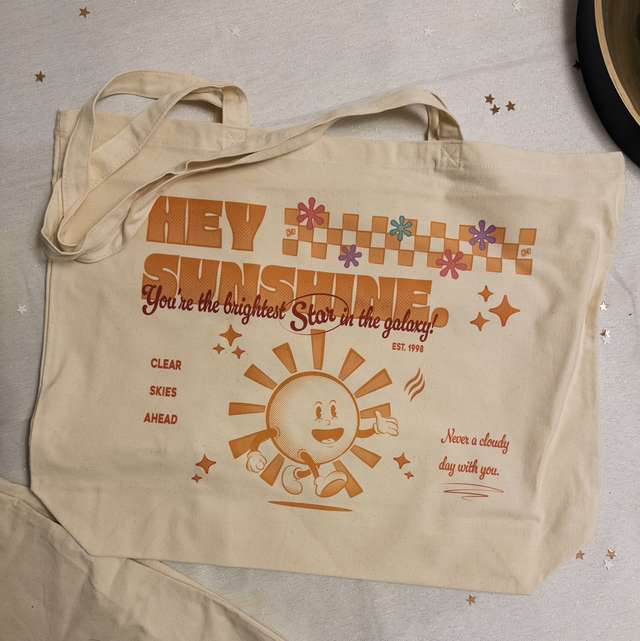 Hey Sunshine Cotton Canvas Tote Bag (52cm x 40cm)