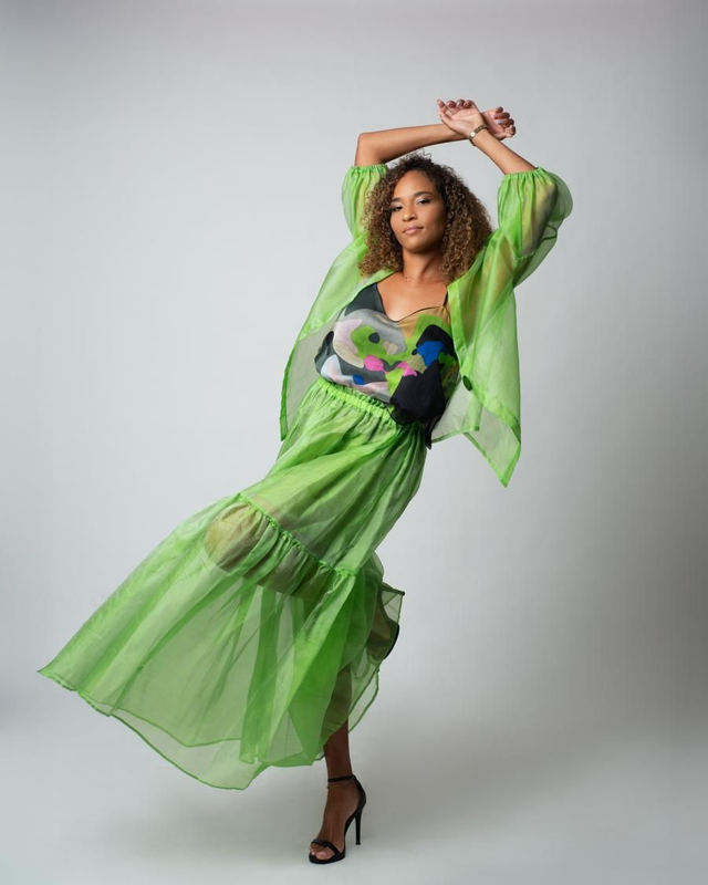 Ensemble Organza de Soie anis