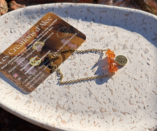 Bracelet en chips d’ambre et acier inoxydable 