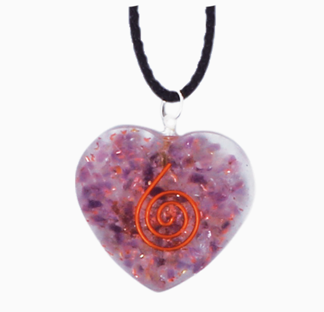 Orgonite en pendentif " Coeur " Améthyste