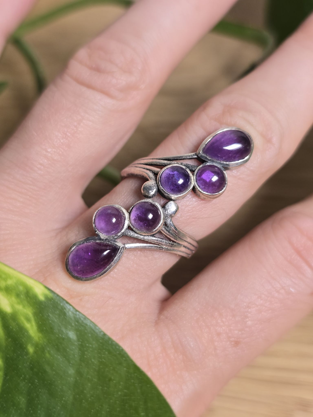 Bague "Constellation" en Améthyste et argent 925 (Qualité AA)