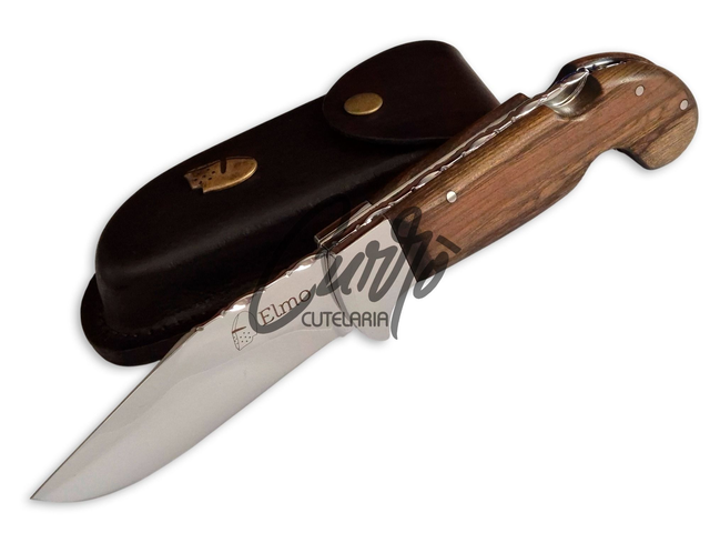 Canivete Sorocaba Elmo Inox Dorso Mosqueado Madeira Bainha
