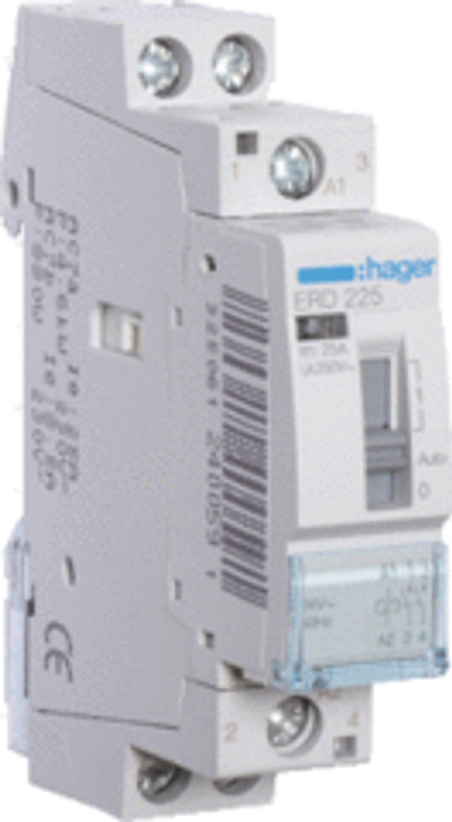 Hager ERC218 magneetschakelaar 16A 1x maak en 1x breek 220 volt