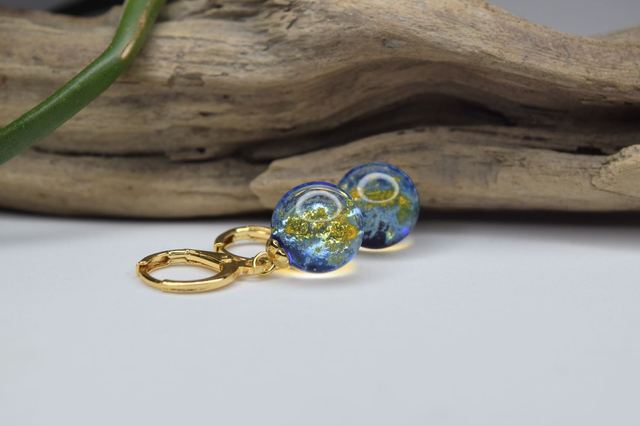 CRÉOLES VOIE LACTÉE BLEUE COBALT MONTURE OR (CVL20)