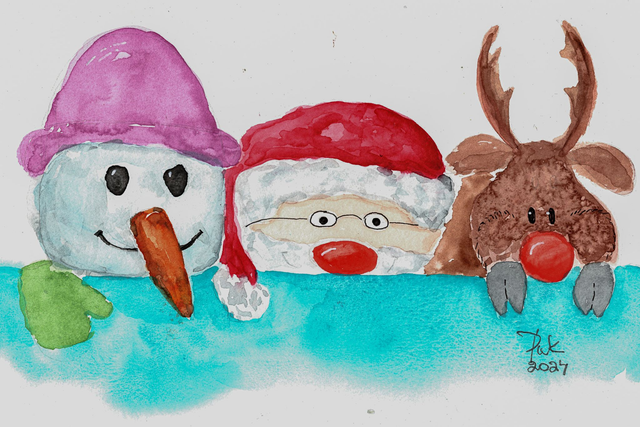 Lumiukko pukki ja poro