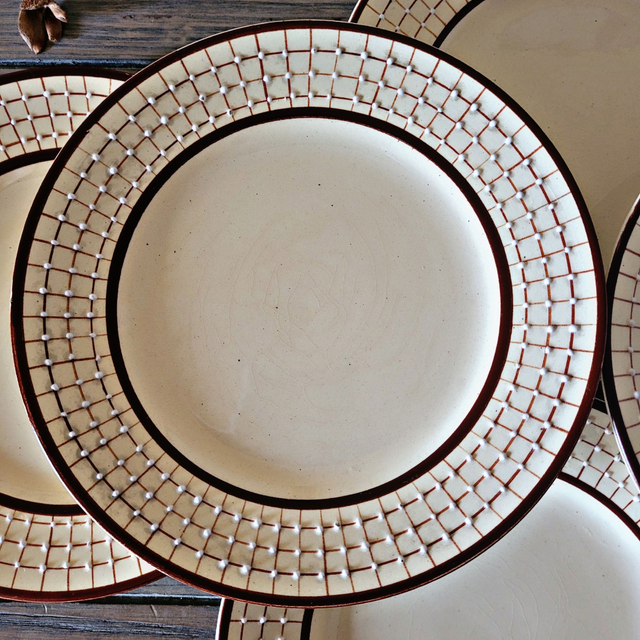 X Assiettes à dessert peintes à la main Longchamp modèle Colmar (non estampillées, lot de 6)