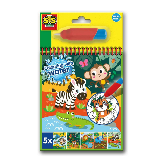 SES Creative Kleuren met water kleurboek Safari editie (inclusief waterstift)