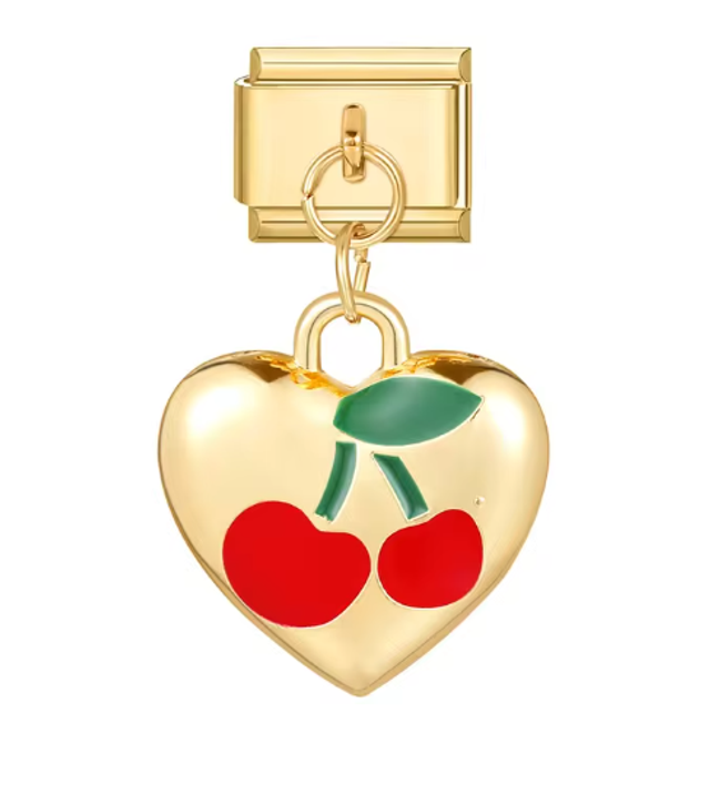 Charm Corazón con Guindas Colgante Dorado