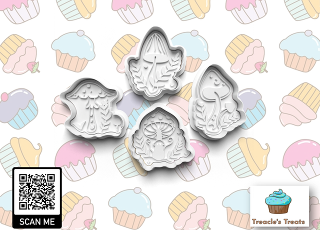 Mystic Mushrooms Fondant/cookie stamp with matching cutter 
