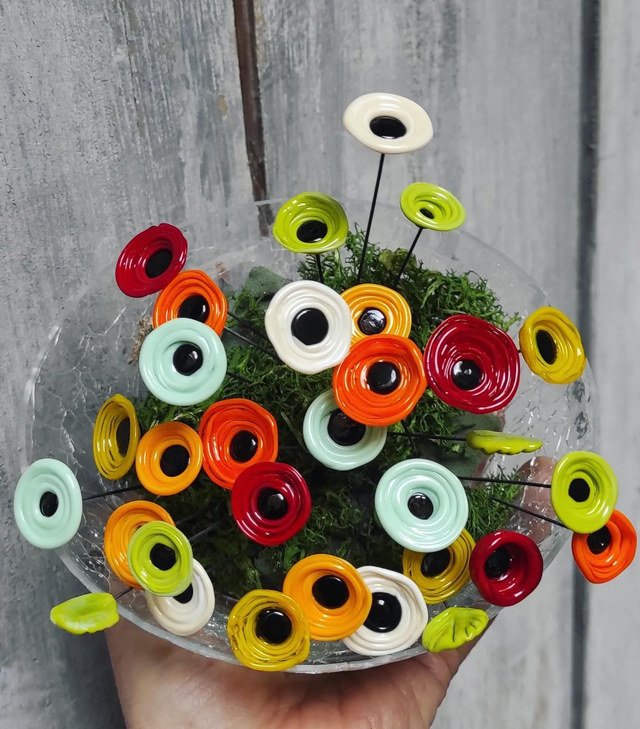 Mini Fleurs en verre filé sur tige