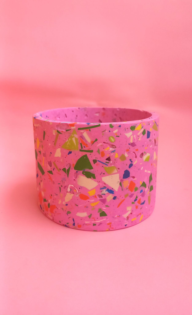  Osłonka na doniczkę, różowa doniczka, kolorowe lastryko