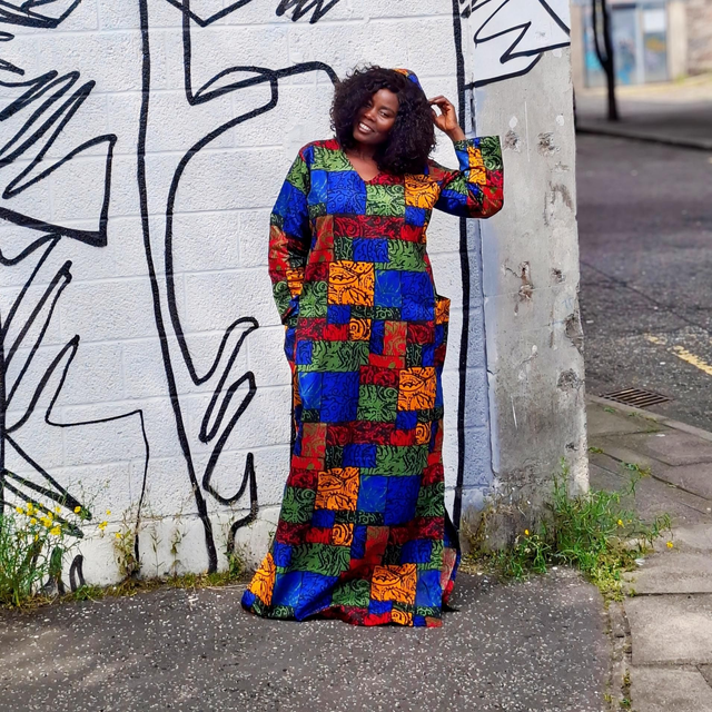 Multicoloured Hooded Long Dress