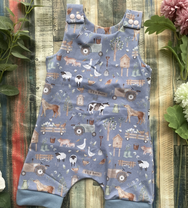Lilac Farm Short Dungarees 1-2y
