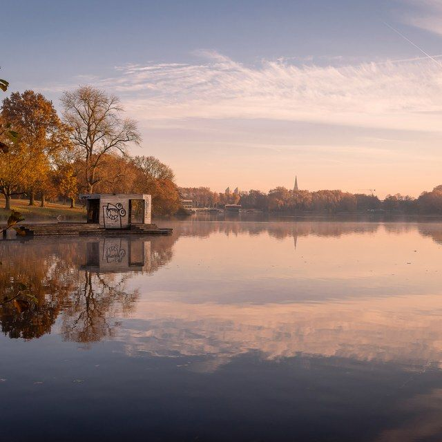 Stiller Aasee im Herbst