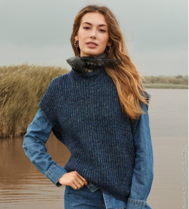 Ecopuno Tweed Pullunder im Halbpatentmuster