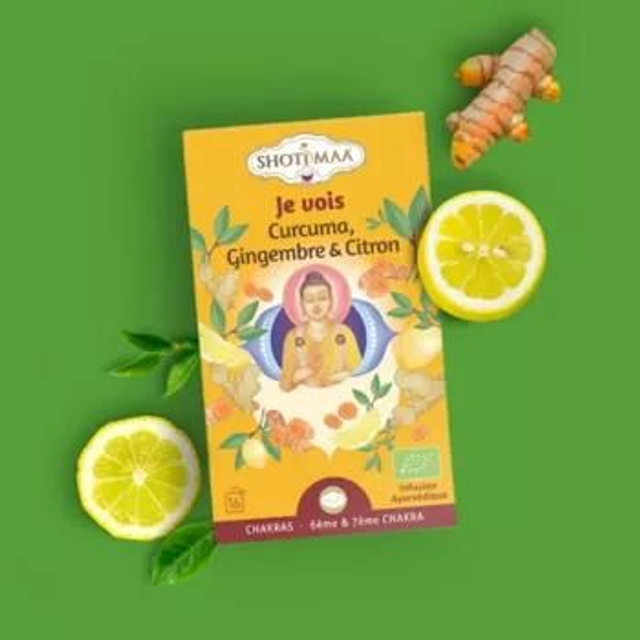 Tisane bio &quot;Je vois&quot; Curcuma, Gingembre, Citron