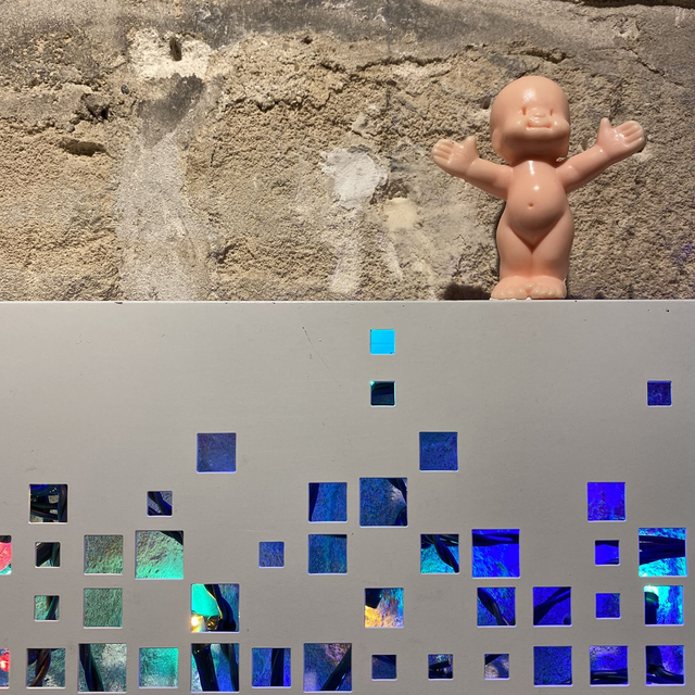 Carré blanc sur fond Pollock - White square on Pollock background (2022)