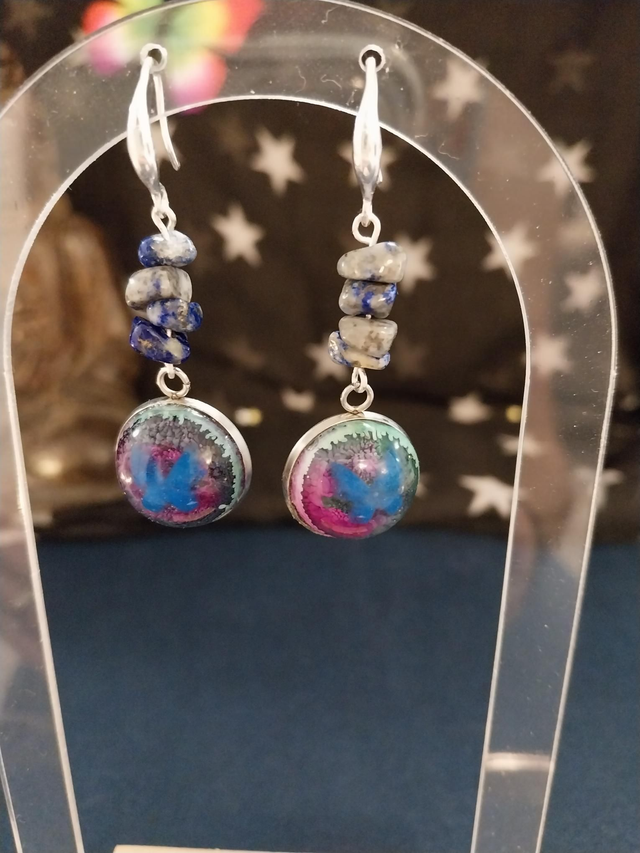 Boucles d’oreilles « Halo d’Étoiles » – Lapis-Lazuli