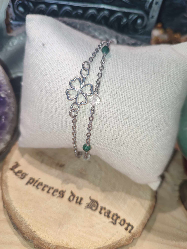 Bracelet double trèfle à quatre feuilles