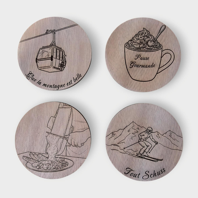 Dessous de verre ronds (x4) - thème hiver