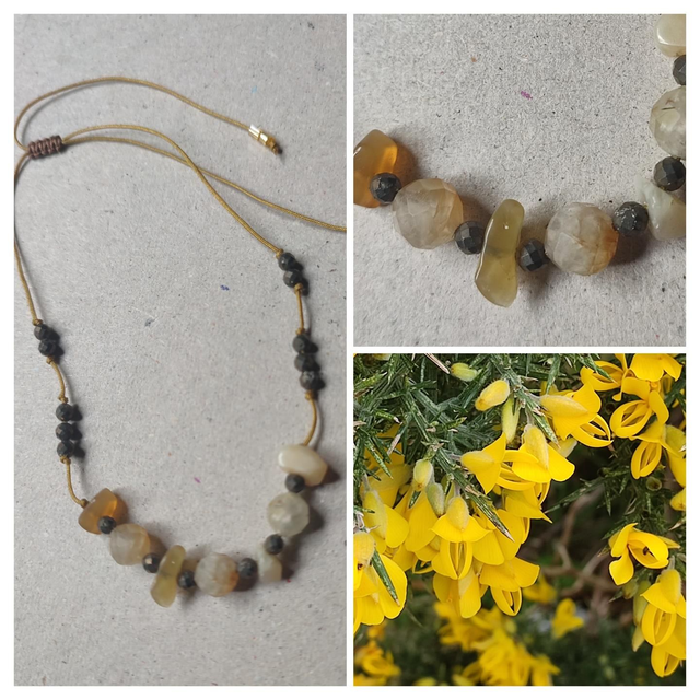 Bracelet citrine pierres naturelles, réglable sur fil de jade résistant, pièce unique 