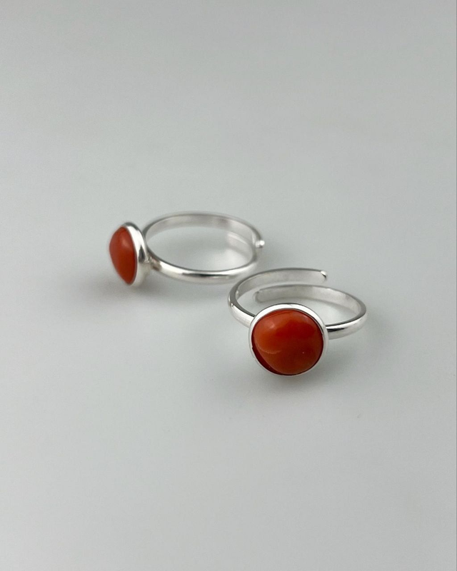 Anello Pepita Corallo Rosso Minimal