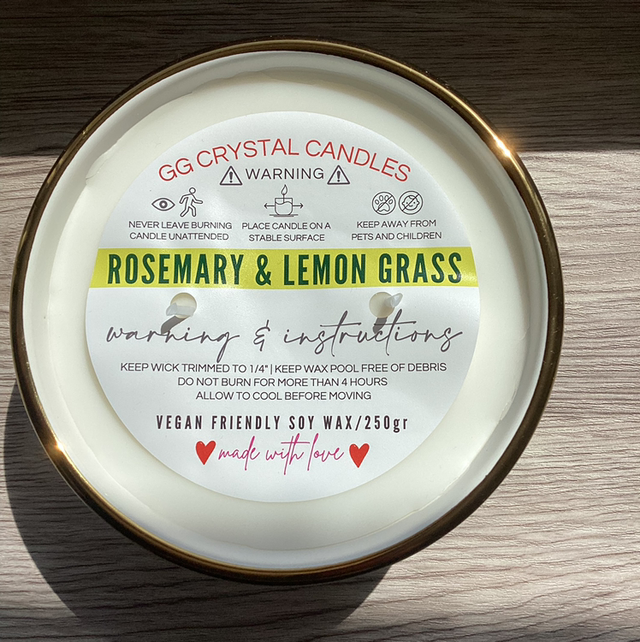 Rosemary &amp; Lemon Grass soy wax candle