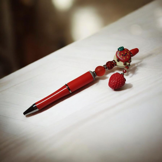 Stylo perles rouge