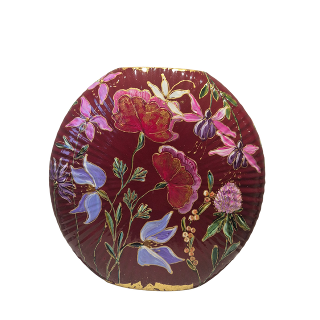 Eenvankoch vensterbank vaas handgeschilderd Bordeaux