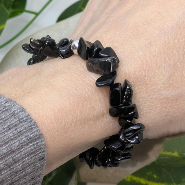 Bracelet "Obsidienne noire" baroque BR-211