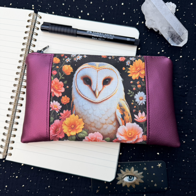 Trousse Talisman animal - Chouette violette 