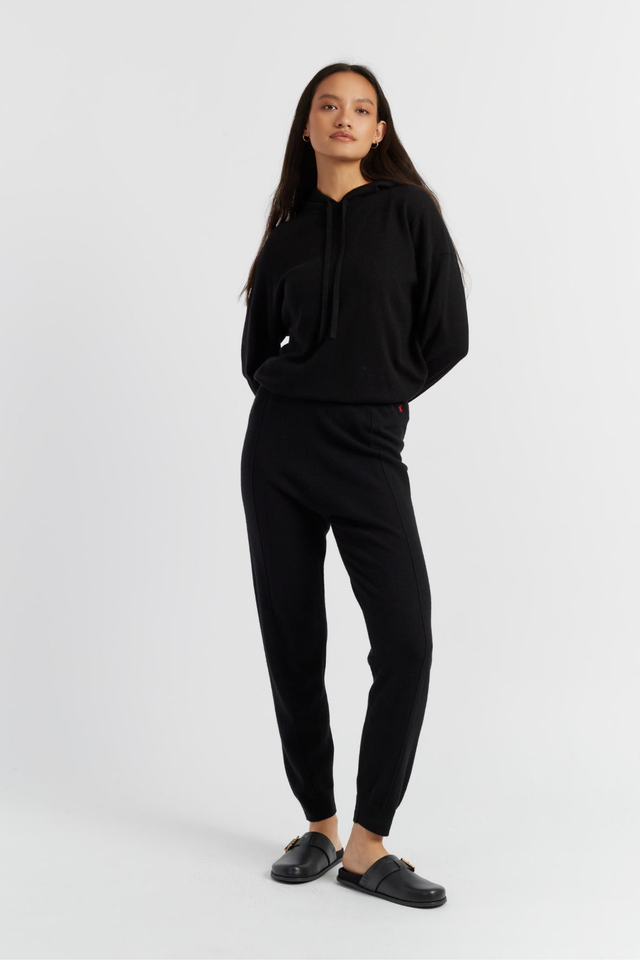 Black Chinti &amp; Parker Wool/Cashmere Cuffed Joggers