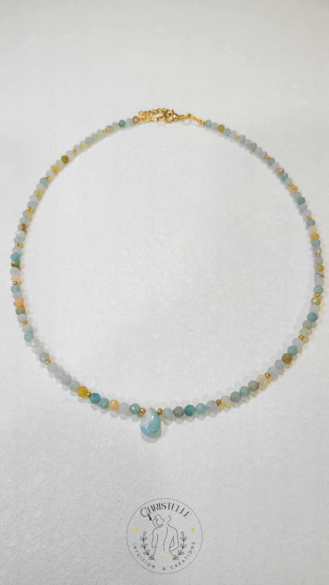 Collier Talisman Amazonite & Larimar – Douceur et Sérénité