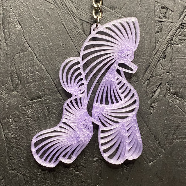 3D - Keychain Poodle Puppy Transparent Violet