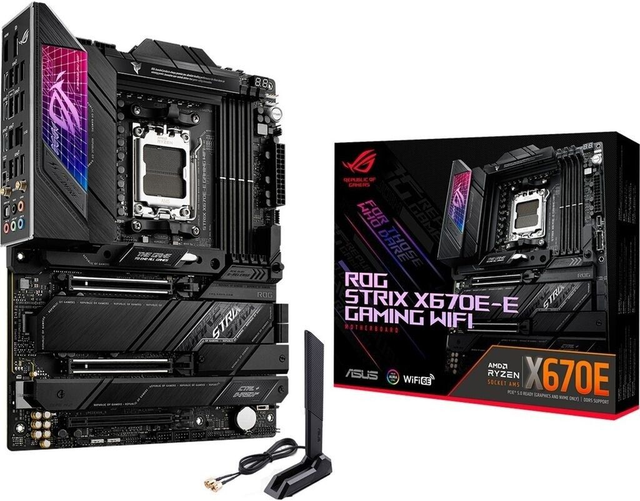 02.3.0009 – Scheda Madre ASUS ROG Strix X670E‑E Gaming WiFi – ATX high‑end nera RGB con WiFi 6E per Ryzen 7000/8000/9000