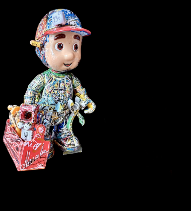 FIGURINE  BOB LE BRICOLEUR 26 CM  ET AMIS OUTILS BY LM ART HONFLEUR  