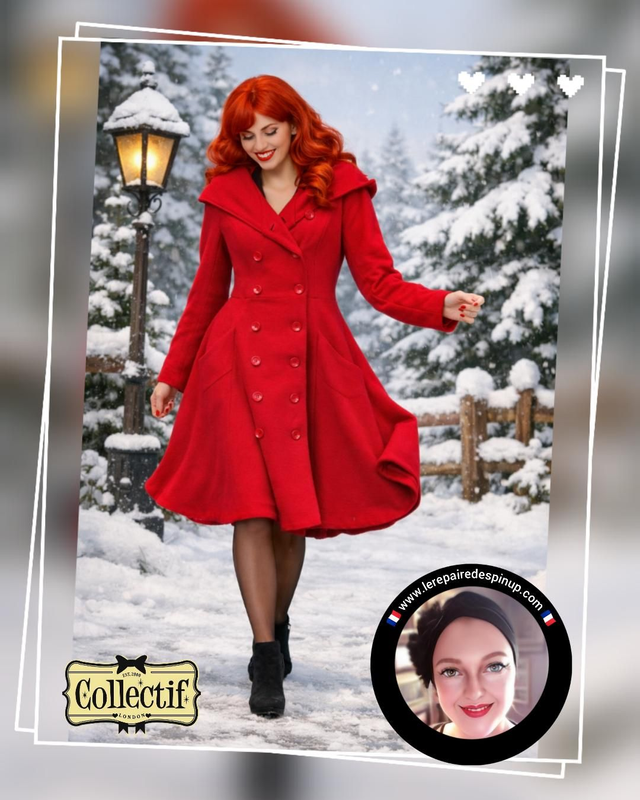 Manteau Collectif Heather Hooded in Red T44/46