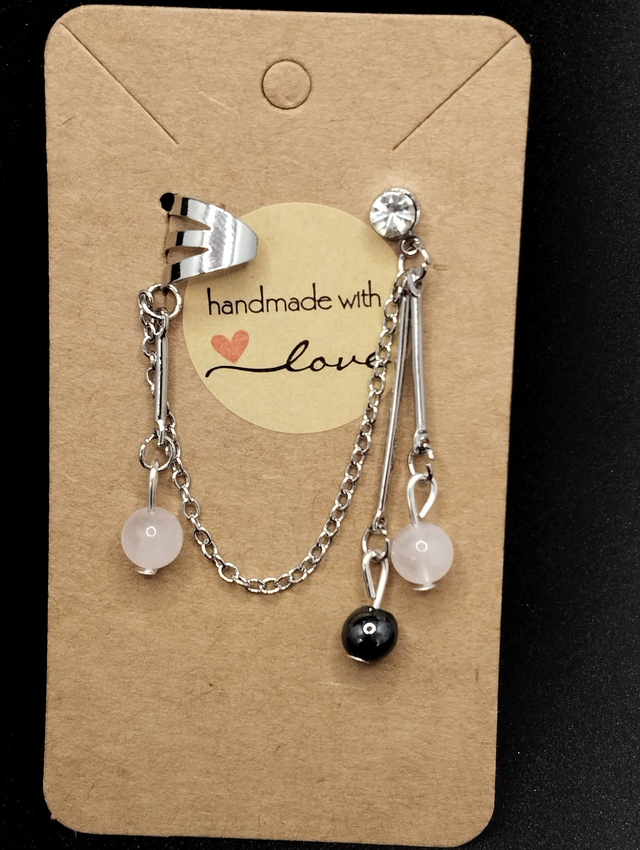 Bijoux d'oreille en hématite et quartz blanc