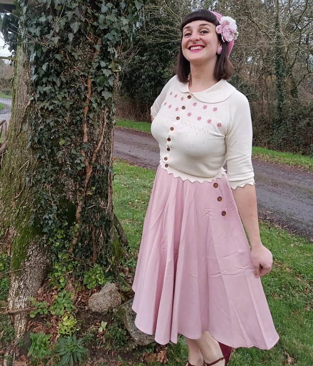 Jupe swing rose "Polly May"