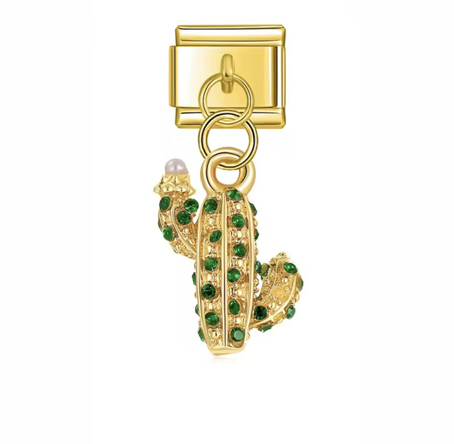 Charm Cactus Colgante Dorado