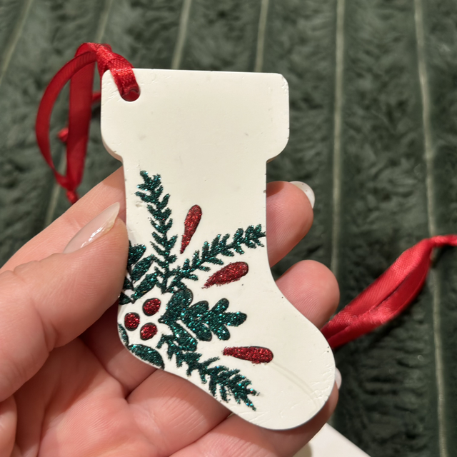 SET OF 4 BOTANICAL GLITTER BAUBLES