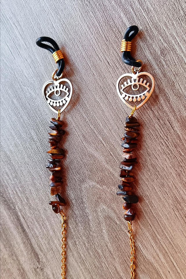 Chaine de lunettes MAUVAIS OEIL Intemporelle Oeil de tigre