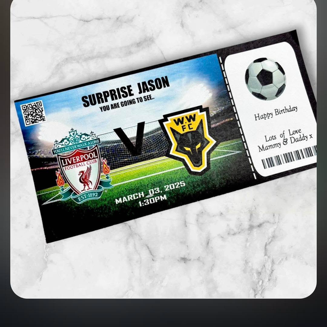 Football match gift ticket / card 