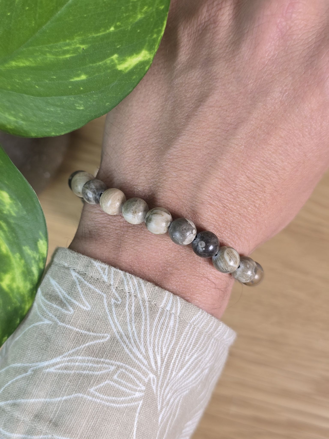 Corail fossile - Bracelet avec perles de 8 mm
