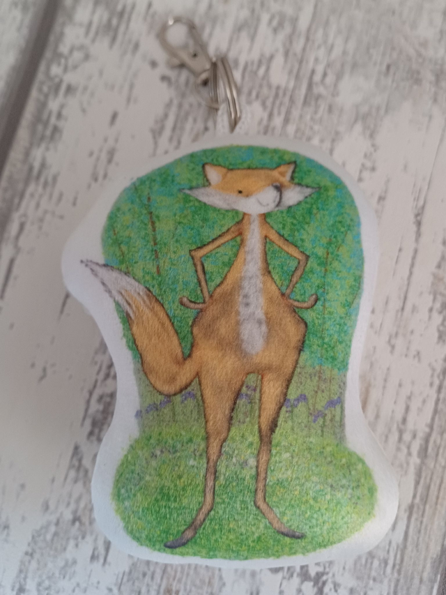 Fox in the bluebells plush key ring 