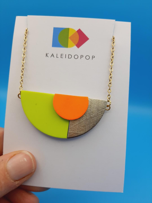 SALE! Semi-circular pendant  - yellow / gold / orange