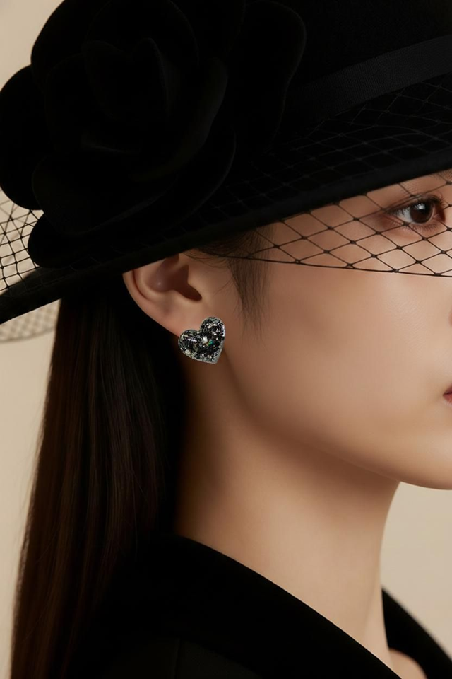 Boucles oreilles Cœur- Collection Chamapgne nocturne 